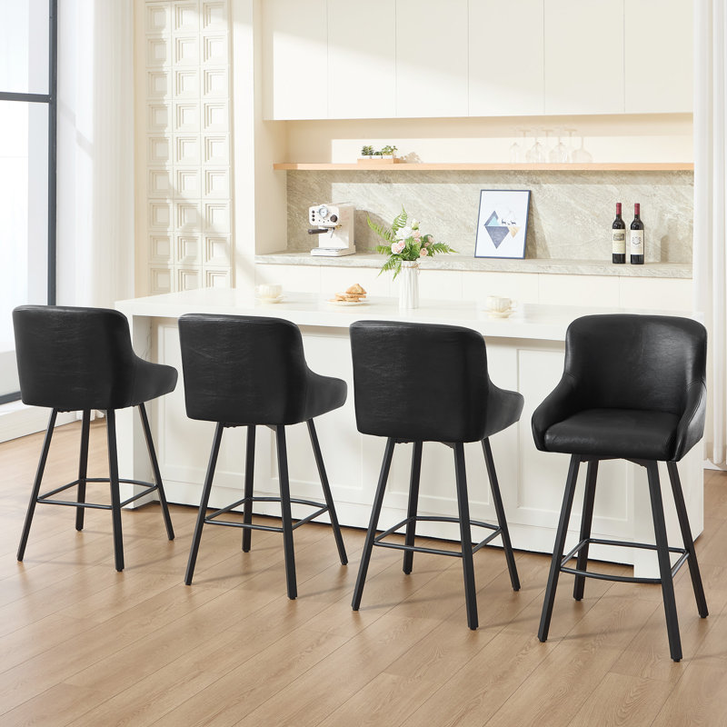 Versatile 26-Inch Upholstered Counter Stools - Ideal for Kitchen Islands and Home Bars, Black