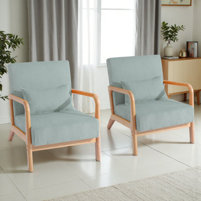 Chaise d'appoint rembourrée en velours côtelé bleu clair Jyrin