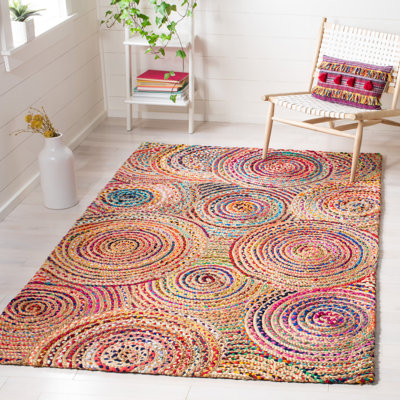 Tapis géométrique en jute / chindi tissé à la main Abhay
