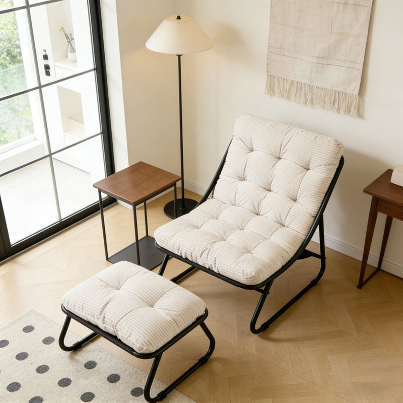 Chaise longue d'extérieur avec repose-pieds pour patio, Blanc