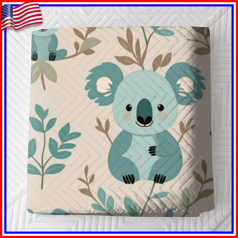 Koala Leaf Pattern Bedding Koala Bedspread Animal, Twin