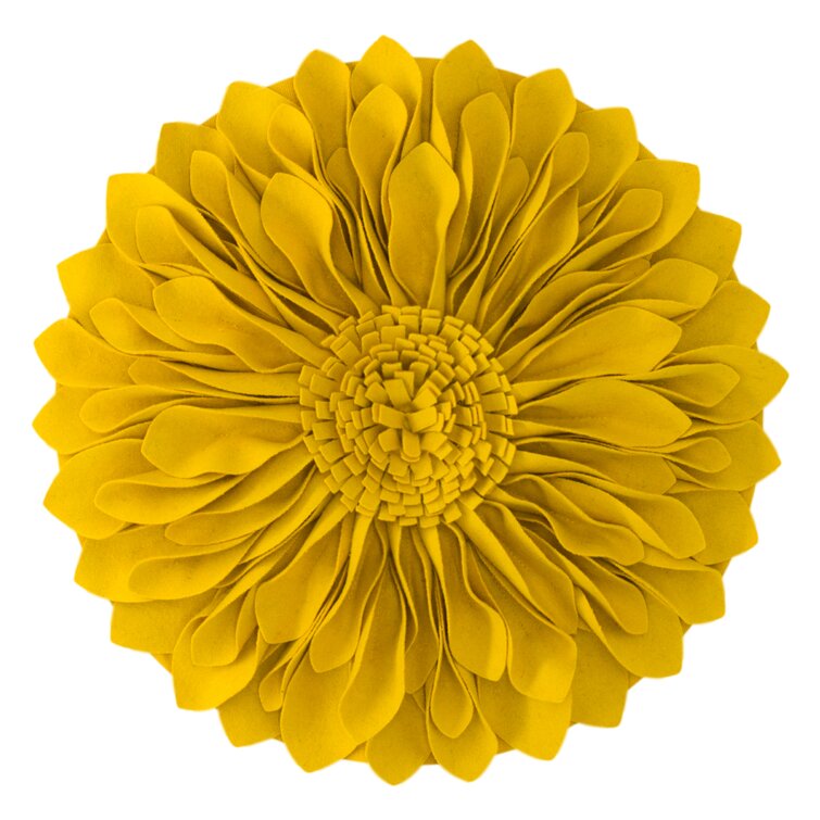 Round 3D Sunflower Throw Pillow Decorative Floral Accent Pillow Rosdorf Park Size: 14 H x 14 W x 14 D, Color: Pink