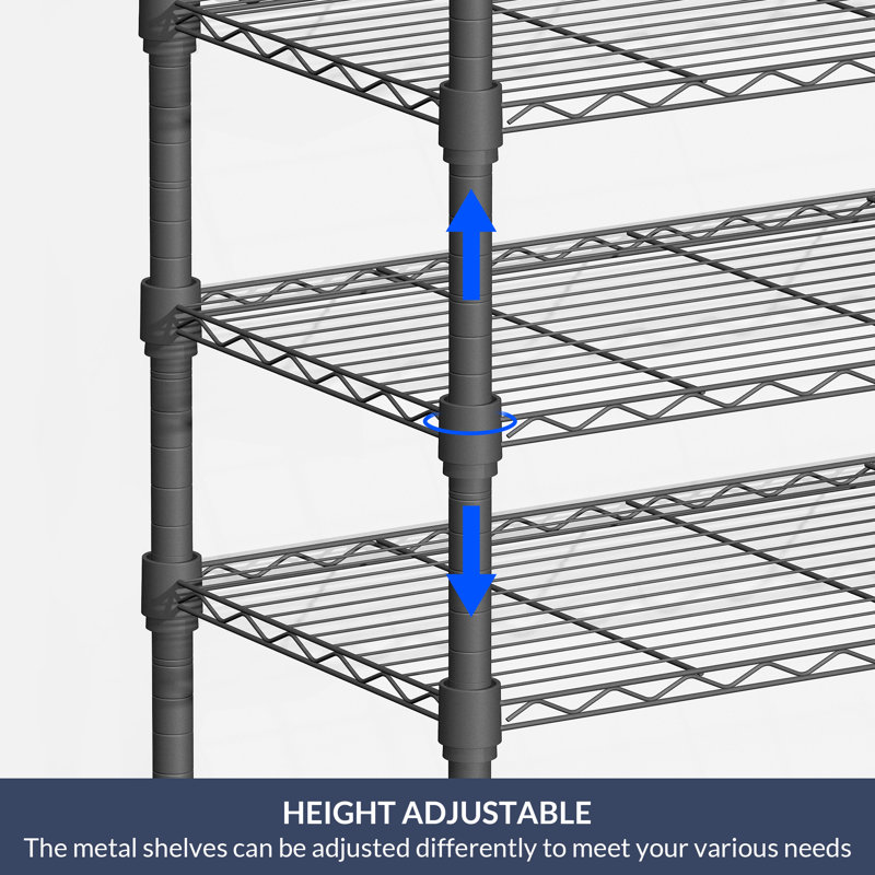 Black Adjustable Free-Standing Closet with Shelves and Drawers