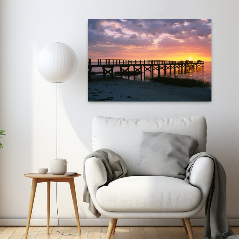 Jetée sur la plage, Crystal Beach, Floride, États-Unis, paysage contemporain abstrait, art naturel, H 24 po x l 36 po