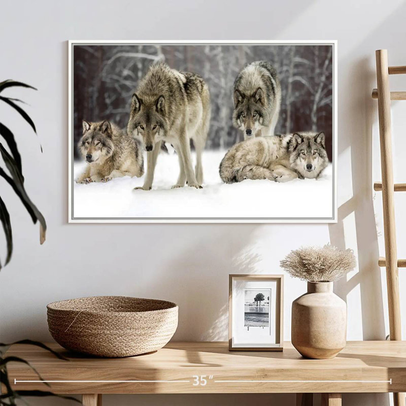 Loup, Cadre flottant blanc, 25 po x 17 po