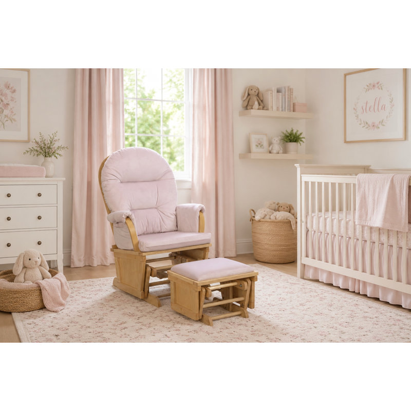 Madison Glider With Ottoman, Poetic Natural, Pink 