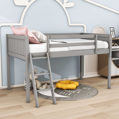Wood Twin Loft Bed With Ladder