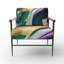 Fauteuil d'appoint rembourré abstrait mauve, vert et audacieux I-1141012385