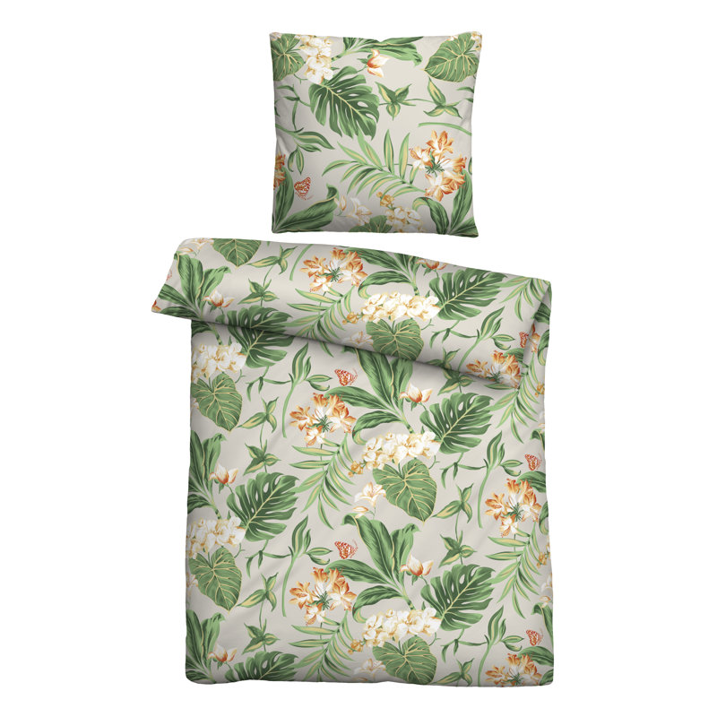 Floral Duvet Cover Set with Pillowcases Included, 155 x 220 cm - 1 Pillowcase (80 x 80 cm)