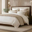 Ensemble de housse de couette 3 pièces, blanc + beige-130474463