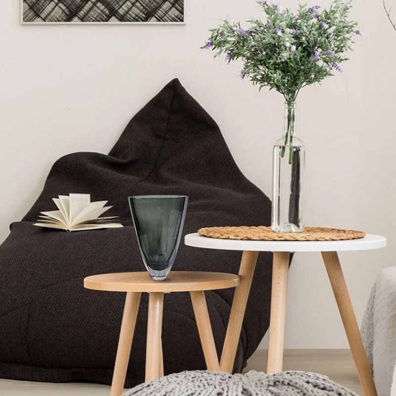 Vase de table Minimalist Kaltman, Gris, H 11,42 po x l 6 po x P 5,31 po