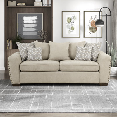 Langara 82" Modern & Contemporary Chenille Sofa with Elegant Nailhead Trim Detail, Included Pillows