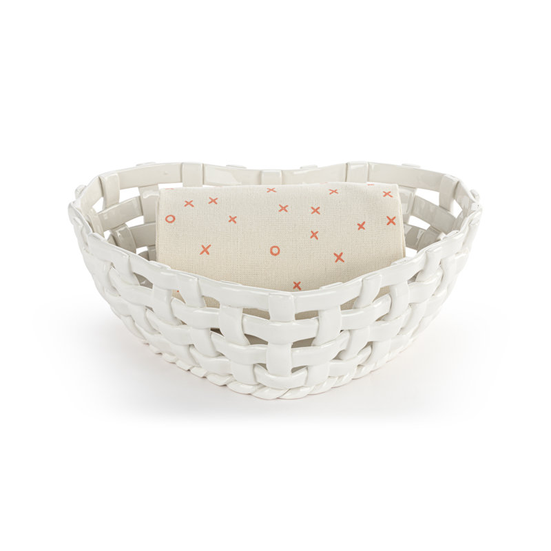 Heart Bread Basket With Towel
