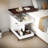 Adjustable End Table With Wheels, 360°rotating Top, Storage Space, Wood Grain Texture And Vertical Striped Design-2067949055