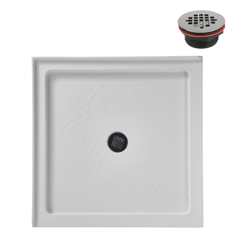 Streamline 36 in. x 36 in. Corner Acrylic Shower Base in Matte White with Center Drain, Drain Included, Matte White