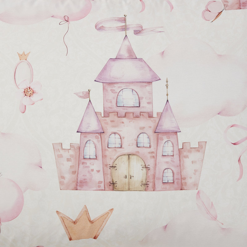Fairytale Princess Pink Printed Kids Bedding Set with Comforter