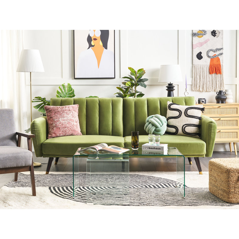 Fawcett 3 Seater Sleeper, Olive Green Velvet