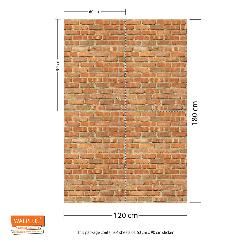 Mundell 1.8m x 1.2m Peel and Stick Wallpaper Tile, Red