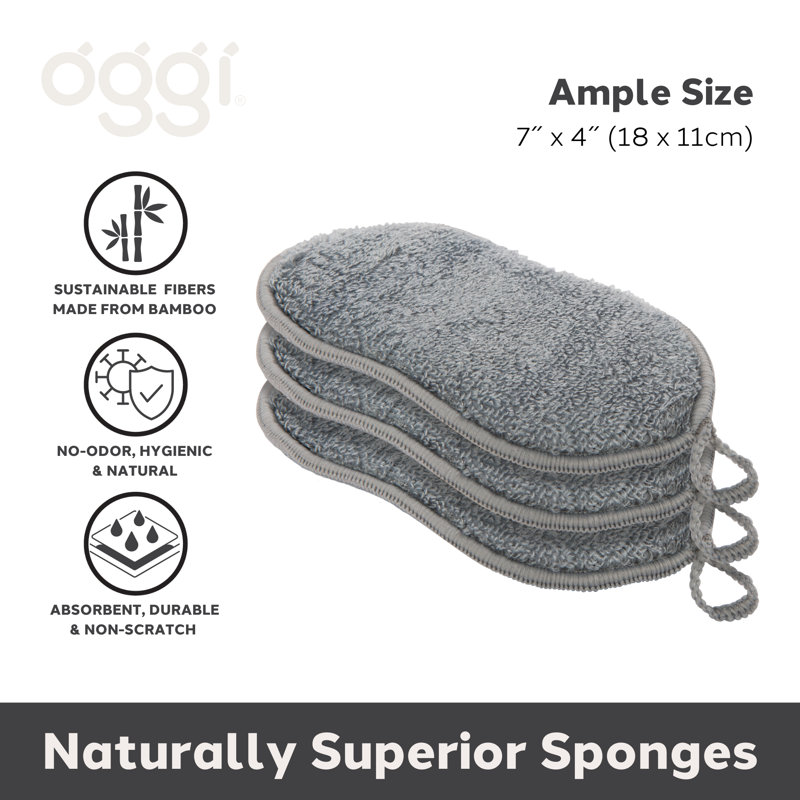 Set of 3 Bambou Sponges, Gray