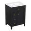 Meuble-lavabo noir de 24 po avec lavabo, panneau de fibres à densité moyenne et bois d'hévéa, 3 tiroirs et armoire avec tablettes réglables, conception moderne pour les petites et moyennes salles de bain-704279210
