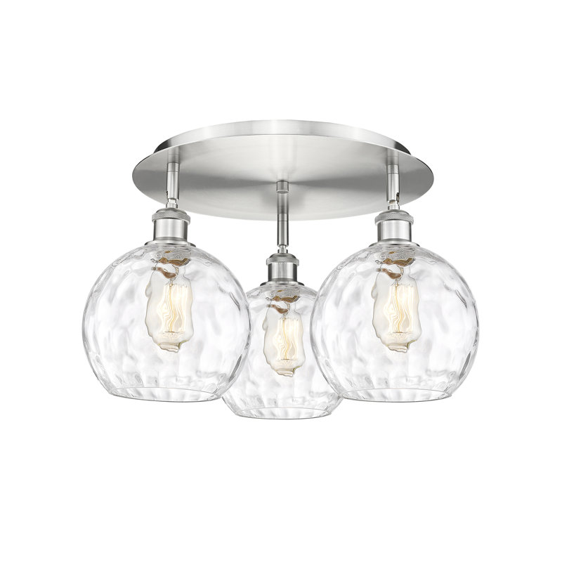 Ambrosane Glass Flush Mount, Satin Nickel