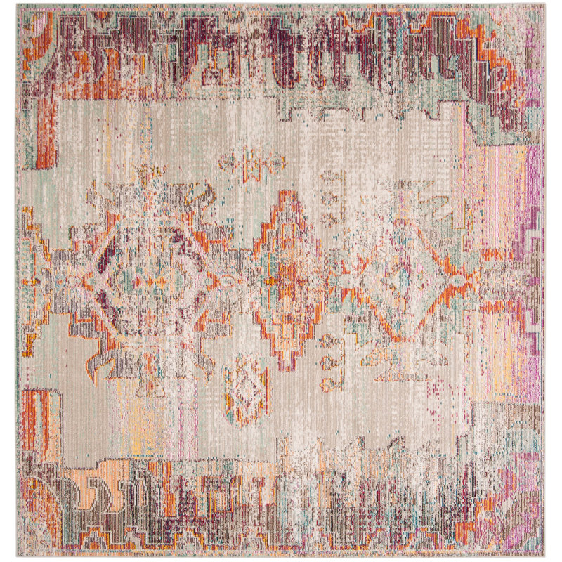 Aliesha-May Crystal Performance Southwestern Rug, Square 7'