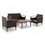 Mobilier de jardin 4 pièces, ensemble de sièges de patio, canapé d'extérieur en rotin PE, table et pieds en bois GO, brun et beige