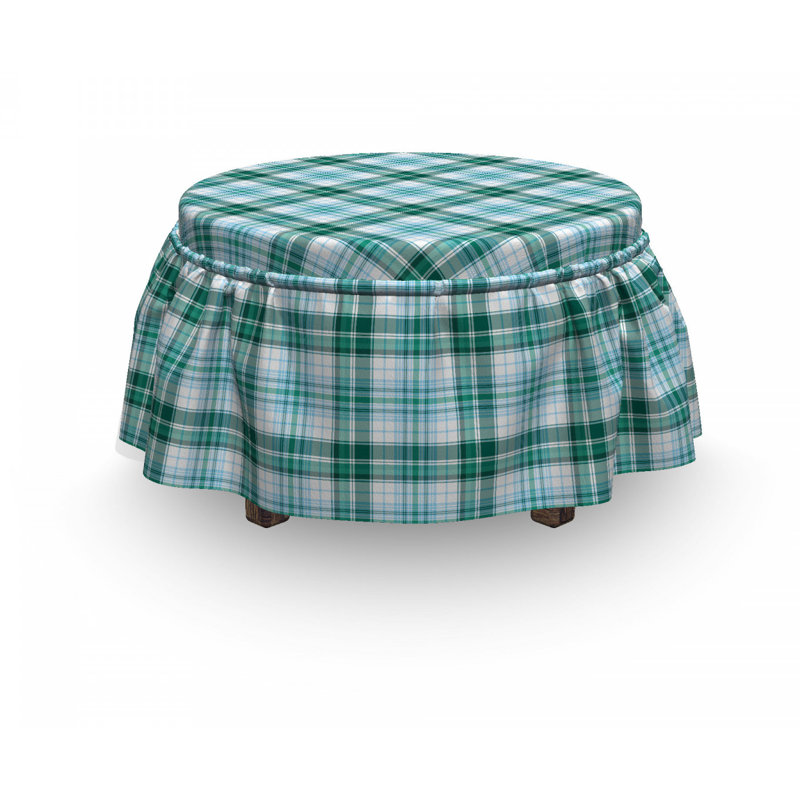 Ensemble de housse pour repose-pieds à coussins carrés 2 pièces à damier tartan