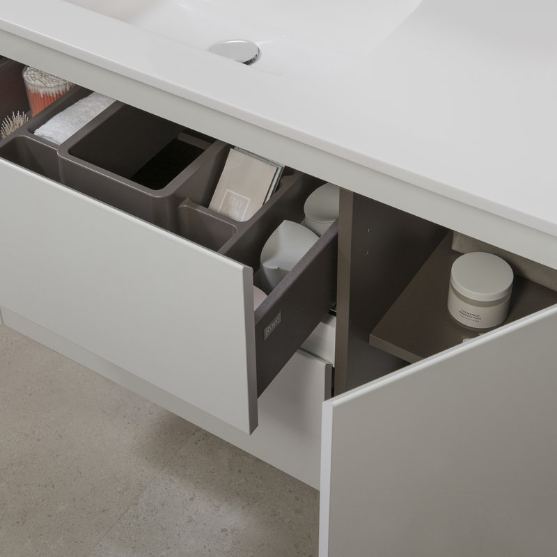 Ambra 36'' Gloss White Single Bathroom Vanity with Mirror