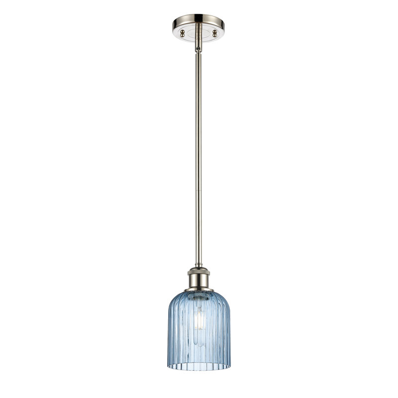 Luminaire suspendu 5 lumières Ballston Addeline, Nickel poli, Bleu princesse