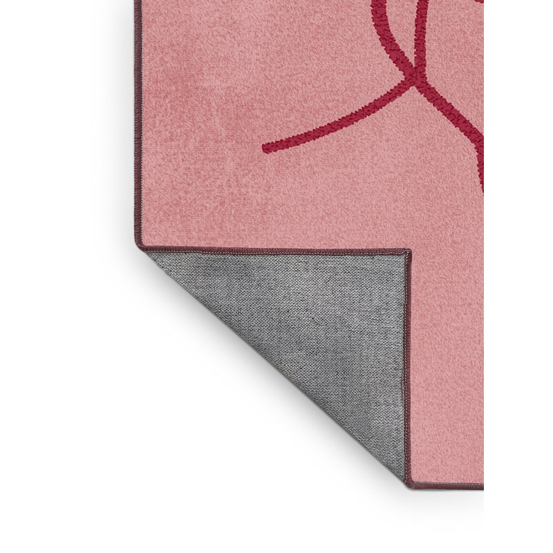 Tapis rose moderne et contemporain lavable à la machine Merrionette Valentines - reliure rose, 4 x 6