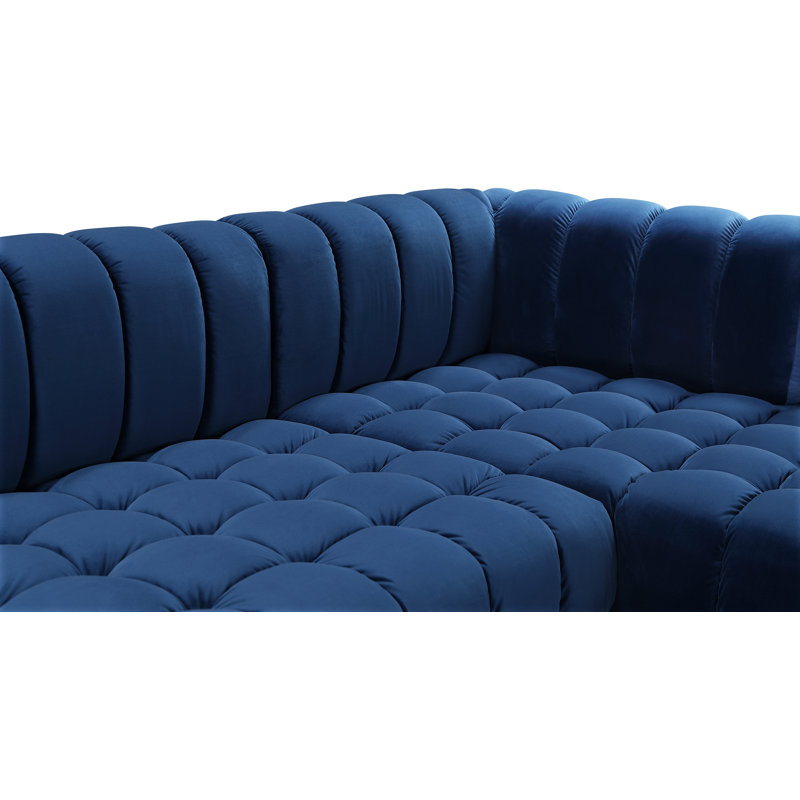 Velvet U-Shaped Sectional Symmetrical, Navy Velvet