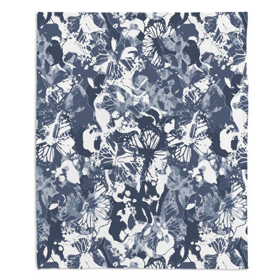 Couverture sherpa doux blue papillons ii