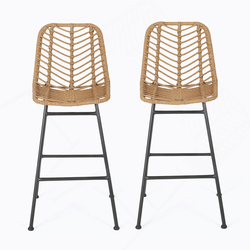 Tabourets de bar d'extérieur en osier (ensemble de 2)
