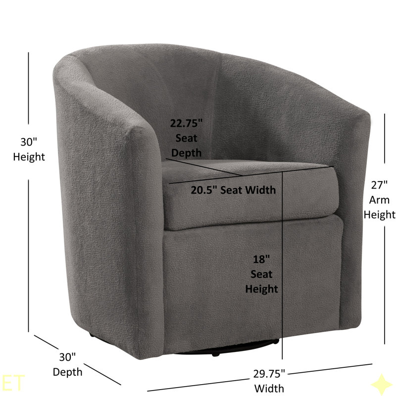 Fauteuil d'appoint pivotant en tissu performance Oaklynn, Gris clair