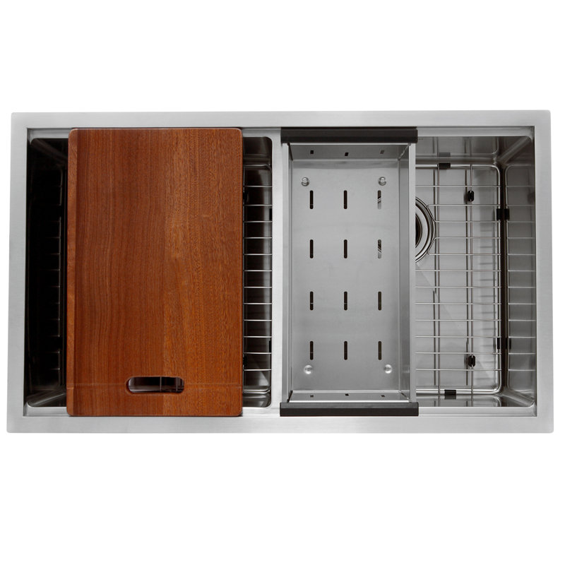 Pro Series 32'' L Double Bowl Stainless Steel Kitchen Sink