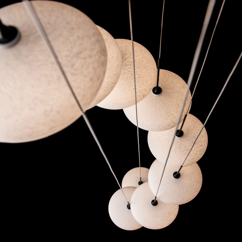 Clouds 9-Light Pendant - Black - Long Overall Height, 75", Black