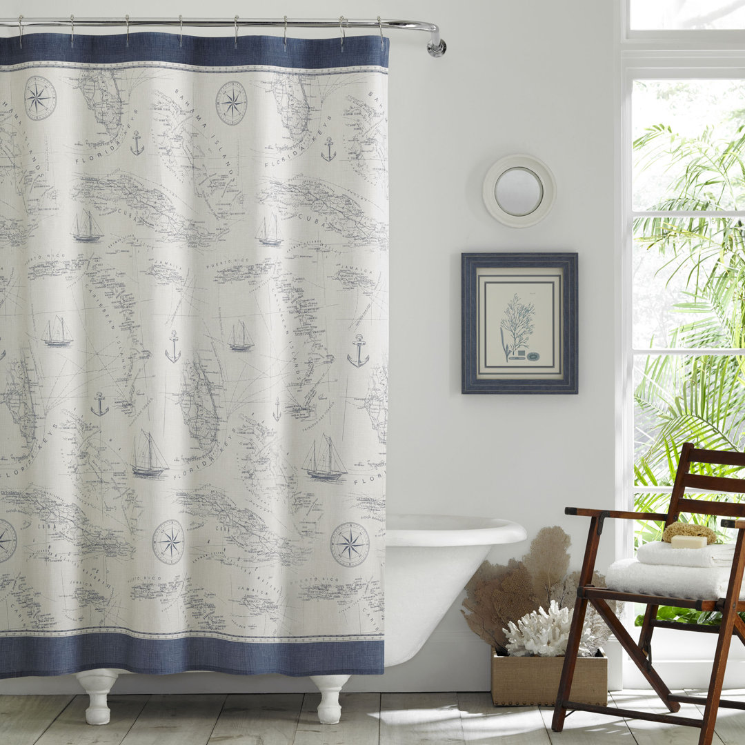 Tommy Bahama Caribbean Sea 100% Cotton Single Shower Curtain Tommy Bahama Home