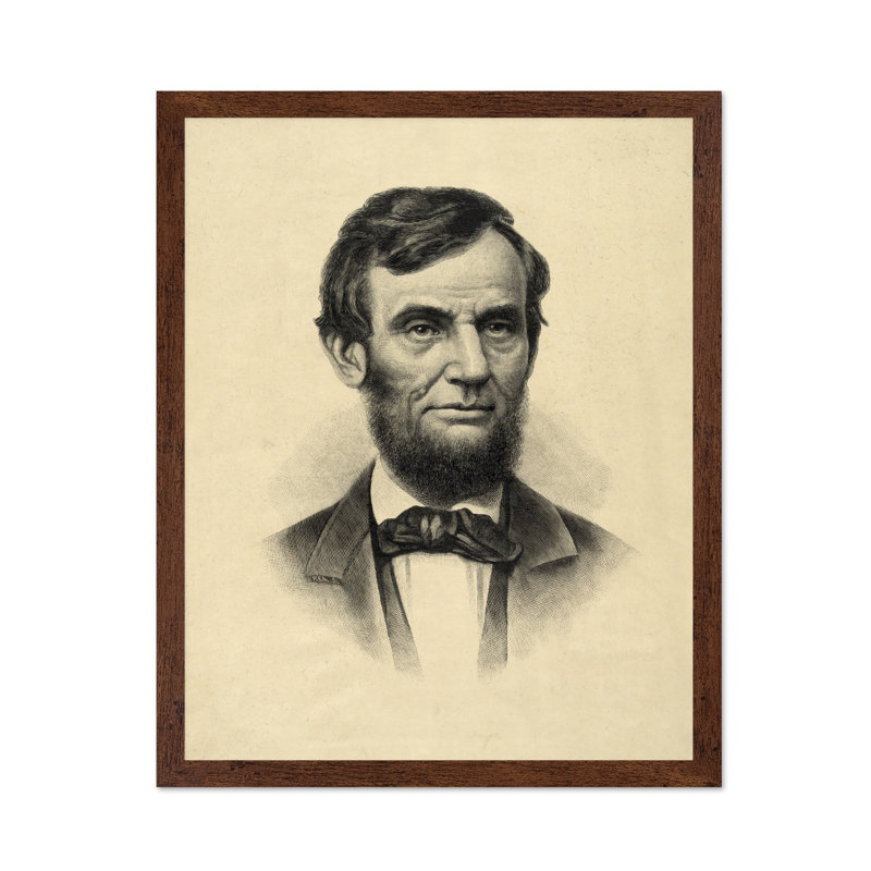 Abraham Lincoln Portrait No1, H 12 po x l 16 po, Poster, Encadrement brun