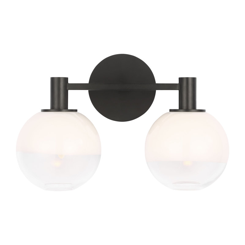 Sean Lavin Torian Bathroom Bedroom Wall Fixture With Milk Clear Glass Mix Shade, 9.625" H x 15" W x 7" D, Aged Iron, 2 Lights
