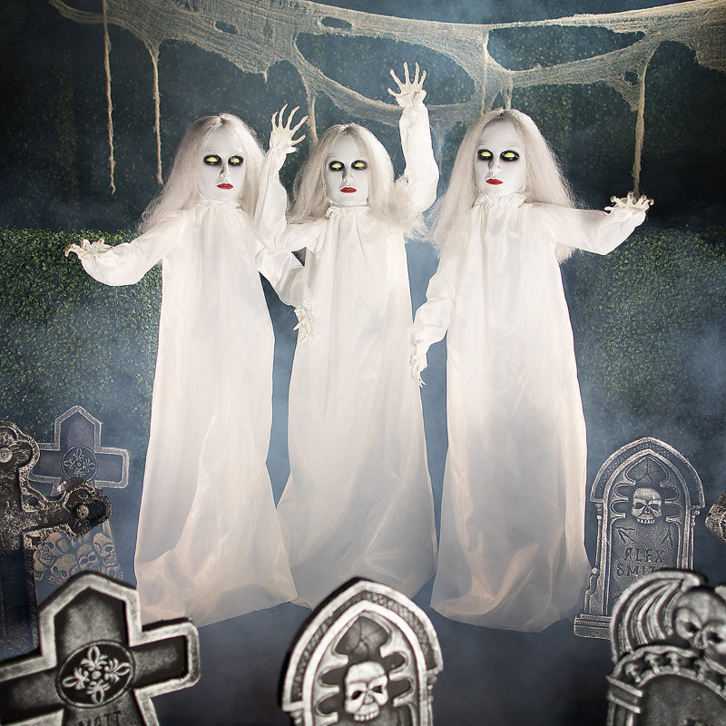 Ensemble de 3 piquets de jardin pour fille fantôme d'Halloween