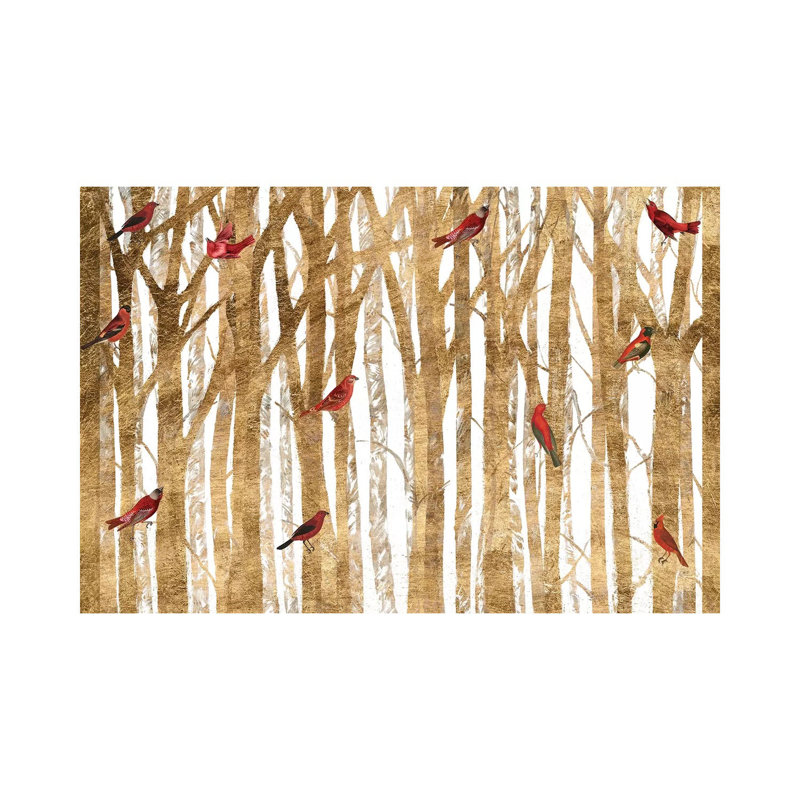«Red Bird Christmas Collection A» par Studio W - impression d'art graphique, Toile tendue, H 12 po x l 18 po x 1,5 po