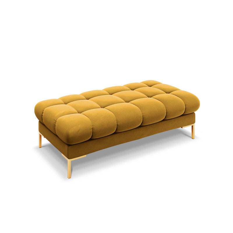 Asbell Polyester Upholstered Bench, Yellow, Gold