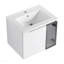 Meuble-lavabo mural 24 po avec lavabo en céramique, 2 portes à fermeture en douceur, meuble-lavabo blanc brillant et 1/2 porte en verre gris, contreplaqué (Kd-Packing)-1069925323