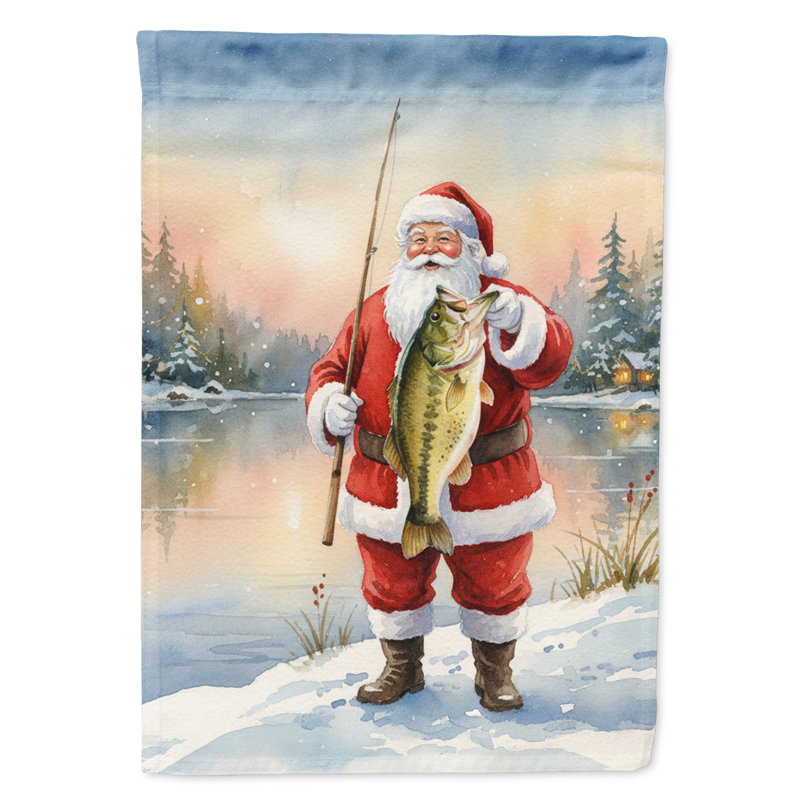 Drapeau de pêche du père Noël avec l'achigan à grande bouche, Taille du jardin