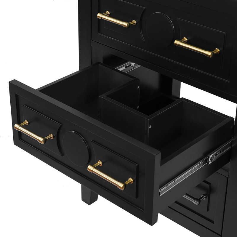 Ensemble de meuble-lavabo 24 po avec lavabo en céramique, Noir