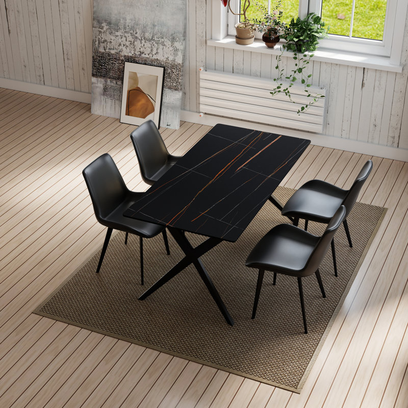 Table de salle à manger Modern, Noir, H 29,53 po x L 63 po x l 31,5 po