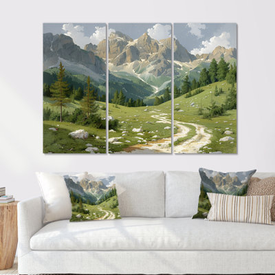 Paysage de ferme des Dolomites II - ensemble d'art mural de ferme