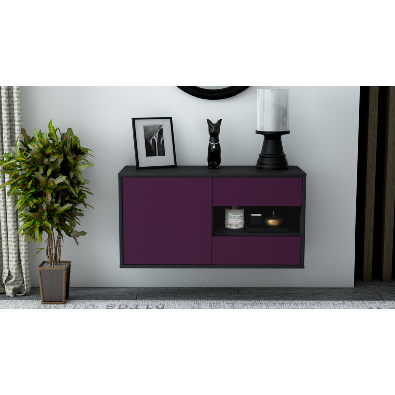 Marling Unfinished Floating TV Stand, Purple