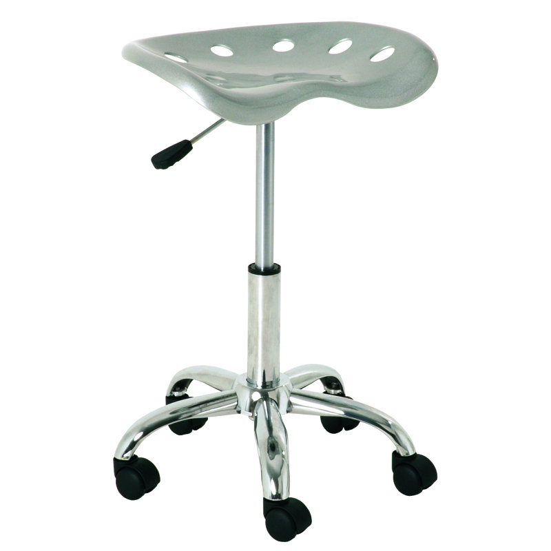 Taft Avenue Adjustable Height Ergonomic Lab Stool, Silver